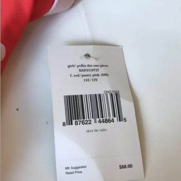 New Kate Spade Kid Girl 12 Year Old Red Polka Dots Open Piece Pink Ribbon Bow - Picture 9 of 9